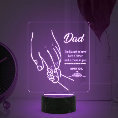 3D Illusion Dad Acrylic Led Night Lamp with Multicolored Color Fathers Day Gift Birthday Gift for Dad